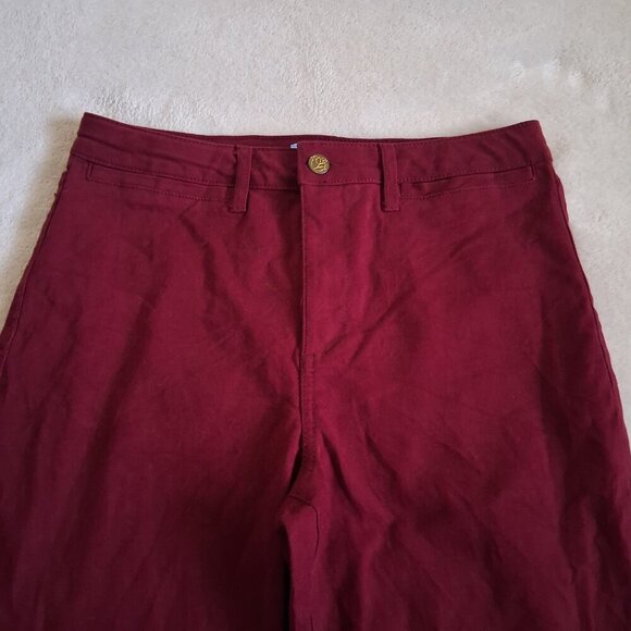 Draper James Women's Size 12 Burgundy Welt Pocket Bootcut High Rise Twill Pants - Picture 6 of 14